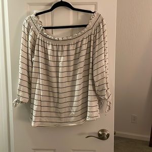 Off the shoulder, striped top. Very comfy and cute, great for summer!